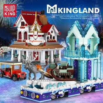 MOLD KING, строительные блоки, снежный мир, принцесса, фантазия, зимняя деревенская модель, сборные кирпичи, детские игрушки «сделай сам», рождественские подарки