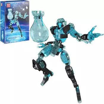 Mold King Technology Созвездие Водолея STEM Боевой Робот Строительный Блок Креативный Кристалл Posable Боевой Элемент Вселенная Механическая Игрушка синий