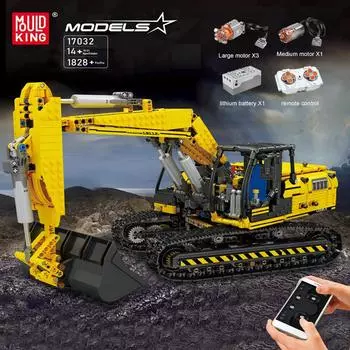 MOLD KING технические наборы для сборки автомобилей RC экскаватор гусеничный грузовик модель кирпичи инженерные игрушки для детей рождественские подарки