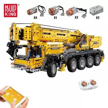 MOLD KING Технический автомобиль MOC-0853 Мощность двигателя Мобильный кран MK II Модель грузовика Строительные блоки Кирпичи Игрушки для детей Подарки жёлтый