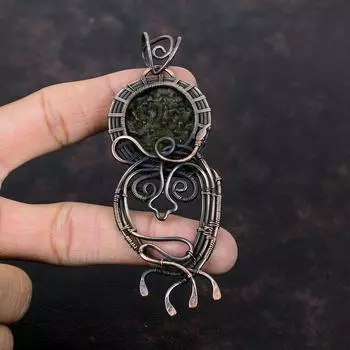 Moldavite Pendant Copper Wire Wrapped Pendant Moldavite Gemstone Jewelry Designer Pendant Copper Wire Jewelry Handmade Pendant Gift For Her