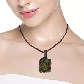 Moldawite Macrame Thread Gemstone Handmade Jewelry 20-36 Ad Pendant Unisex