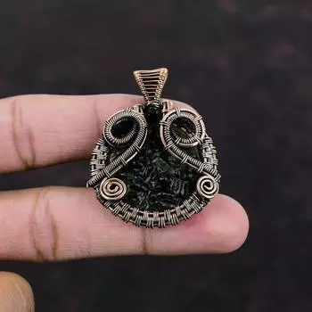 Молдавитовый кулон, медная проволока, завернутый кулон, ювелирные изделия из драгоценных камней, уникальный кулон, ювелирные изделия из медной проволоки, новый кулон ручной работы, подарок на помолвку