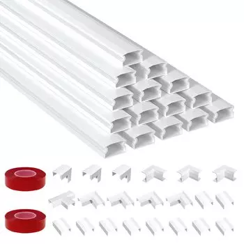 Молдинг крышки электропроводки Скрытая крышка для проводов Защитная крышка для шнура Молдинг крышки кабеля Электрический кабельный кожух Простой в установке комплект (Белый, 15, 40* 1,5*0,9см)