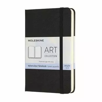 Moleskine Art Collection Акварельный блокнот в твердом переплете карманного размера черного цвета ARTMM805 чёрный
