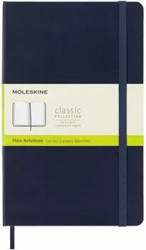 Moleskine Classic Sapphire Hard Cover x Notebook, Large, Plain, Blue, (5 8.25)