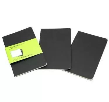 Moleskine Note Cahier Journal Plain Set of 3 QP313 PKT Black (Твердый цвет)