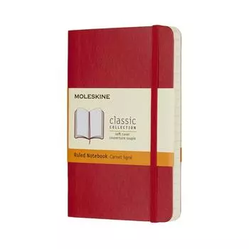 Moleskine Note Classic Notebook Soft Cover Horizontal Lined Pocket Size 9cm x Height Red QP611F2 (Width 14cm)