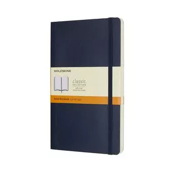 Moleskine Note Classic Notes блокнот в мягкой обложке с горизонтальной линейкой большого размера 13 см x высота сапфирово-синий QP616B20 (Ширина 21см)