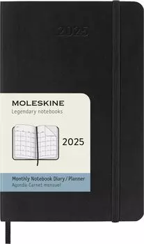 Moleskine Notebook 2025 January Start 12 Month Monthly Diary Pocket Size x Soft Cover Black DSB12MN2Y25 (9cm 14cm) чёрный
