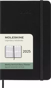Moleskine Notebook 2025 January Start 12 Months Weekly Diary Vertical Pocket Size x Hard Cover Black DHB12WV2Y25 (9cm 14cm) чёрный