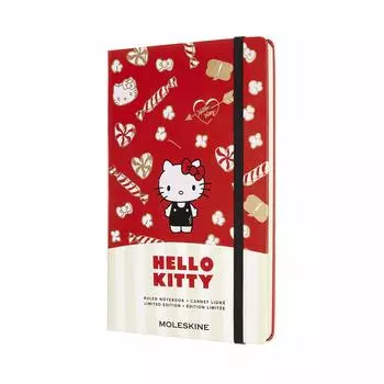 Блокнот Moleskine HELLO KITTY Блокнот Hello Kitty в твердом переплете, большой размер 13 см x высота, горизонтальная линейка, красный LEHK04QP060 (Ширина 21см) красный