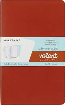 Moleskine Notebook VOLANT Journal Ruled Large Coral Aquamarine Blue QP721F16B24 Orange,