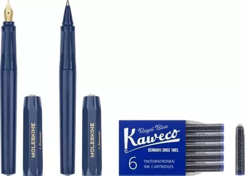 Набор из перьевой ручки Moleskine x Kaweco и шариковой ручки синего цвета KAWPENSETFBLUE F-образной формы синий