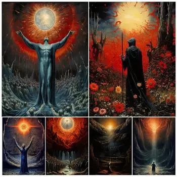 Молитва от верующих, настенная живопись на холсте Mysteriou Pagan Witchcraft Ai, художественный постер и принт для декора гостиной, без рамки 21*30cm