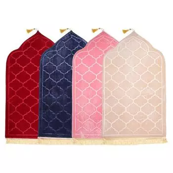 Молитвенный коврик на колени для поклонения для мусульман, Рамадан, универсальный нескользящий фланелевой ковер, мягкие напольные ковры с тиснением бежевый