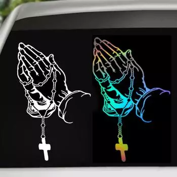 Молитвенный жест, автомобильная наклейка, Стайлинг, Бог Иисус Христос, молитвенная декоративная наклейка, наклейки для кузова, заднее лобовое стекло 12X7.5CM