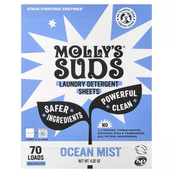 Molly s Suds Laundry Detergent Sheets, Marine Mist, 35 Sheets