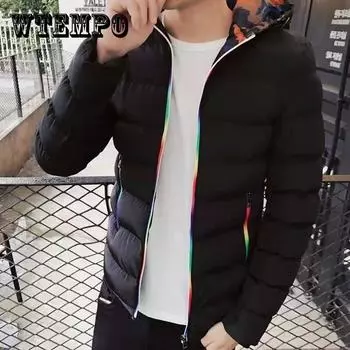 Молния цветной пуховик мужской хлопковый пальто зимняя толстая теплая куртка повседневная тонкая куртка для молодых мужчин 4XL синий