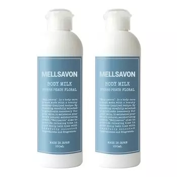Молочко для тела Mellsavon с ароматом свежего персика и цветочным ароматом 250 мл x 2 флакона, набор, крем для тела, лосьон для тела