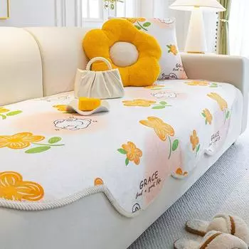 Молочная бархатная диванная подушка специальной формы, новинка зимы, милая Нескользящая наволочка с рисунком мультфильма, нескользящая ткань 70*70cm