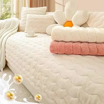 Молочная бархатная подушка для дивана, зимняя утолщенная нескользящая теплая плюшевая подушка для гостиной, кожаный чехол для дивана, спинка, подлокотник, полотенце 70x70cm 1pcs розовый
