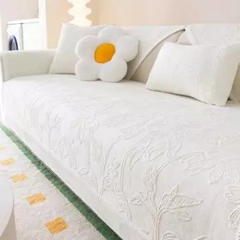 Молочная плюшевая подушка для дивана, зимняя плюшевая утолщенная подушка для сиденья, противоскользящая кожаная подушка для дивана, специальный тканевый чехол 70x70cm бежевый