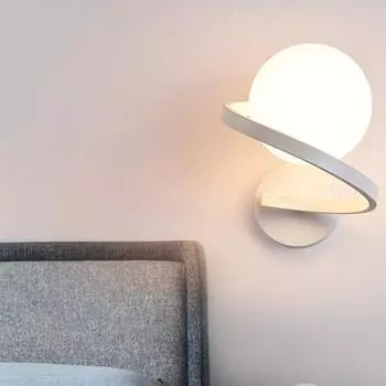 Молочно-белая стеклянная спиральная акриловая настенная лампа Nordic прикроватная лампа для спальни, настенный светильник Cream Wind G9 Light Atmosphere Warm White (2700-3500K) белый