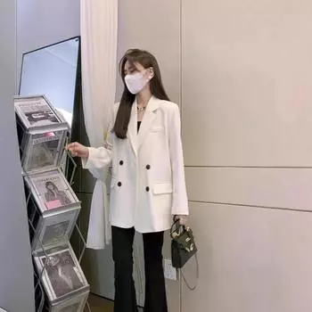 Молочно-белый блейзер женский весна-осень 2024 года новый универсальный высококачественный дизайн чувство интернет знаменитость жареный уличный костюм прилив S