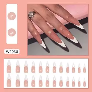 Молочно-белый простой милый универсальный съемный маникюр 24 штуки накладных ногтей