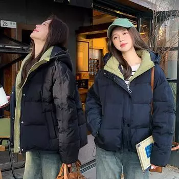 Молочно-желтая молочная huhu пуховая одежда женская новая короткая зимняя куртка утолщенная куртка M бежевый