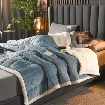 Молочное флисовое осенне-зимнее теплое утяжеленное одеяло для кроватей, европейское утолщенное бархатное одеяло Beibei, теплое одеяло, одеяло 120x200cm