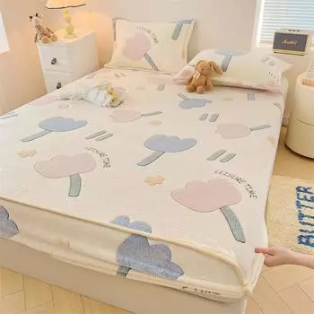 Молочный бархатный плед Зимнее толстое покрывало Флисовая простыня Цельный комплект постельного белья Уютный теплый плед для максимального комфорта 90x200cm бежевый