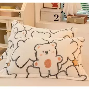 Молочный флис Зимняя утолщенная наволочка Постельное белье Коралловый флис Простые роскошные зимние теплые мягкие подушки Чехол 48x74 1pc