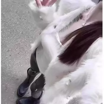 Молочный фуфу белый маленький ароматный ветер имитация норки флис свитер кардиган куртка женская осень и зима утолщенный мех S recommends 75-47.5 kg белый