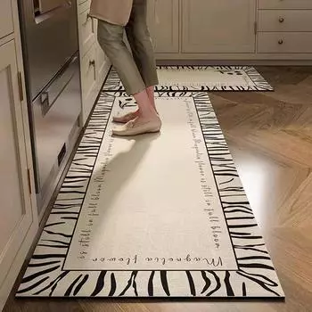 Молочный кофе кухонный коврик с длинной полосой, диатомовый, впитывающий грязь, впитывающий масло мягкий коврик, нескользящий и грязный коврик для ног, который можно чистить и мыть 40*60cm