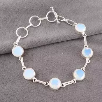 Молочный опал драгоценный камень 925 проба серебро ювелирные изделия ручной работы браслет подарок для друга RB-14-19
