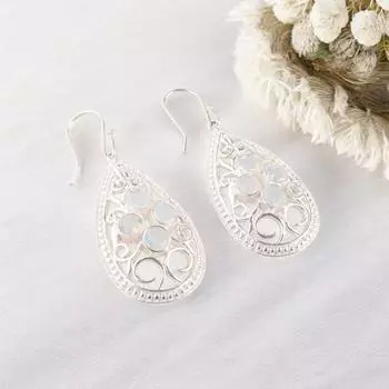 Молочный опал драгоценный камень 925 проба серебро ручная работа ювелирные изделия серьги 2,25 подарок для нее CE-17-14