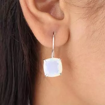 Молочный опал драгоценный камень 925 стерлинговое серебро ювелирные изделия ручной работы серьги-капли/висюльки 1 EE-172-16