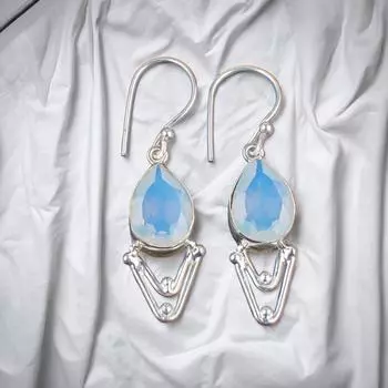 Молочный опал драгоценный камень 925 стерлинговое серебро трендовые украшения ручной работы серьги 1,90 EE-39-14