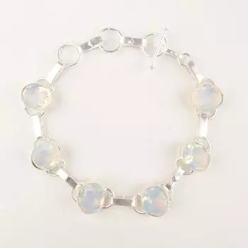 Молочный Опал Драгоценный Камень 925 Стерлинговое Серебро Ювелирный Браслет 9 Персонализированный Подарок RB-6-10