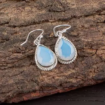 Молочный опал драгоценный камень 925 стерлинговое серебро ручная работа ювелирные изделия висячие серьги 1.40 EE-9-14