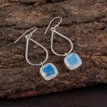 Молочный опал драгоценный камень 925 стерлинговое серебро ручная работа ювелирные изделия серьги-подвески 1,90 EE-7-14