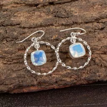 Молочный опал драгоценный камень 925 стерлинговое серебро ювелирные серьги 1,60 для подарка на день рождения EE-60-14