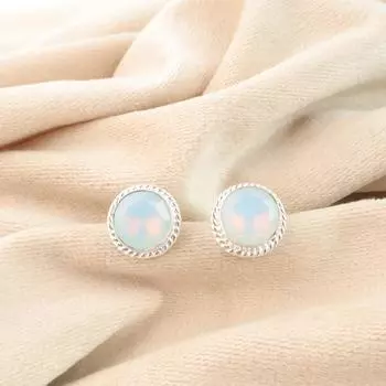 Молочный опал драгоценный камень 925 стерлинговое серебро ювелирные изделия ручной работы круглые пусеты 0.53 EE-147-19