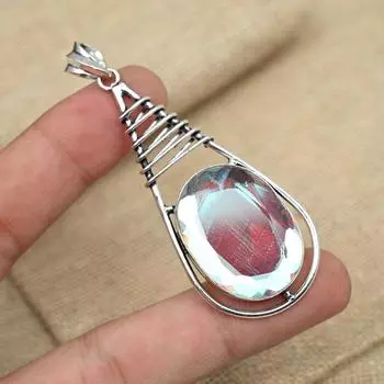 Молочный опал, драгоценный камень, стерлинговое серебро 925 пробы, великолепные ювелирные изделия ручной работы, свадебный подарок, кулон 2.75 Inches белый