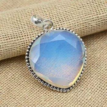 Молочный опал драгоценный камень стерлингового серебра 925 пробы ювелирные изделия ручной работы юбилейный подарок кулон для нее 1.88 Inches белый