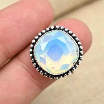 Молочный опал Gemstone Solid 925 Sterling Silver Кольцо ручной работы Свадебный подарок для нее 4 белый