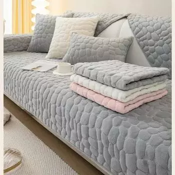 Молочный плюшевый диван-полотенце, толстая теплая подушка для дивана, универсальный угловой нескользящий коврик на 3 сиденья, наволочка для гостиной, мягкий чехол для дивана 70x70cm 1pcs