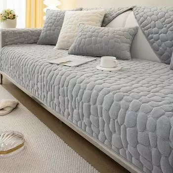 Молочный плюшевый диван-полотенце толстые теплые диванные подушки универсальные угловые нескользящие 3-местные коврики наволочки для гостиной мягкие чехлы для диванов 70x70cm 1pcs